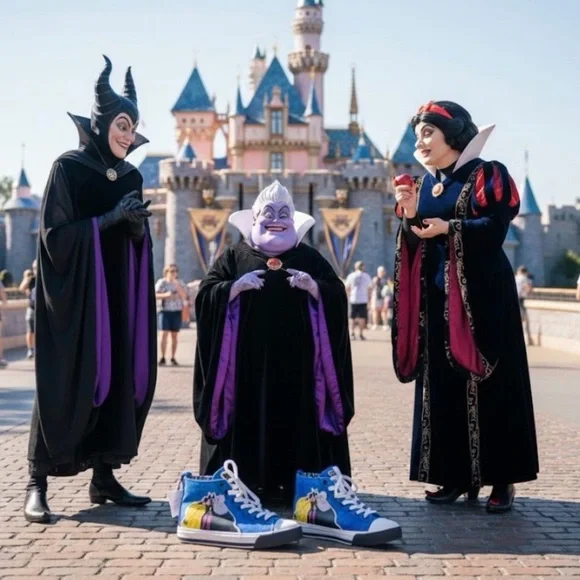 Disney Villains High Top Sneakers Women's Size 9 Lace Up Cruella Maleficent - Picture 2 of 8